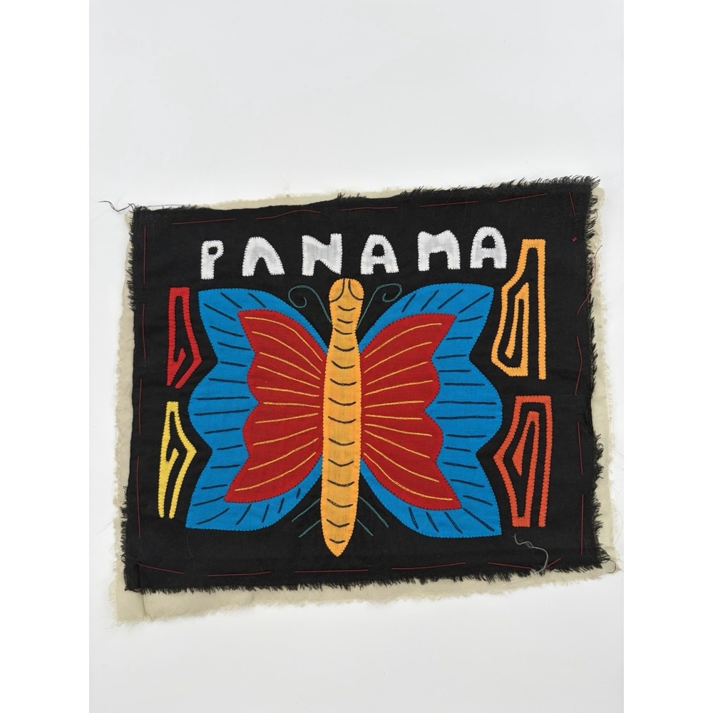 Panama Mola Hand Stitched Butterfly Textile Applique Folk Art Wall Decor